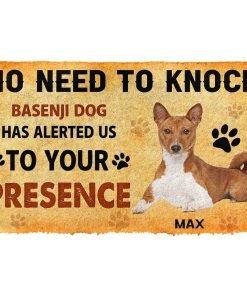 Gearhuman 3D No Need To Knock Basenji Dog Custom Name Doormat GV28015 Doormat Doormat S(15,8''x23,6'')