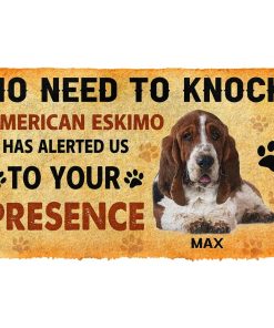 Gearhuman 3D No Need To Knock Basset Hound Dog Custom Name Doormat GV26013 Doormat Doormat S(15,8''x23,6'')