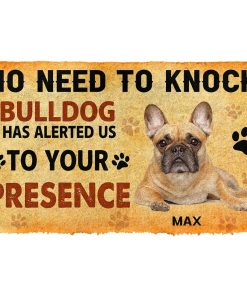 Gearhuman 3D No Need To Knock Bulldog Custom Name Doormat GV26015 Doormat Doormat S(15,8''x23,6'')