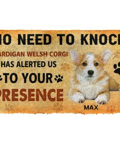 Gearhuman 3D No Need To Knock Cardigan Welsh Corgi Dogs Custom Name Doormat GV26019 Doormat Doormat S(15,8''x23,6'')