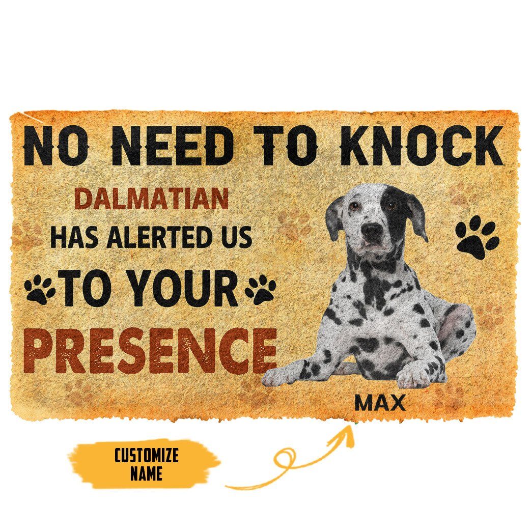 Gearhumans 3D No Need To Knock Dalmatian Dog Custom Name Doormat 3 Gearhuman 3D No Need To Knock Dalmatian Dog Custom Name Doormat GV280110 Doormat