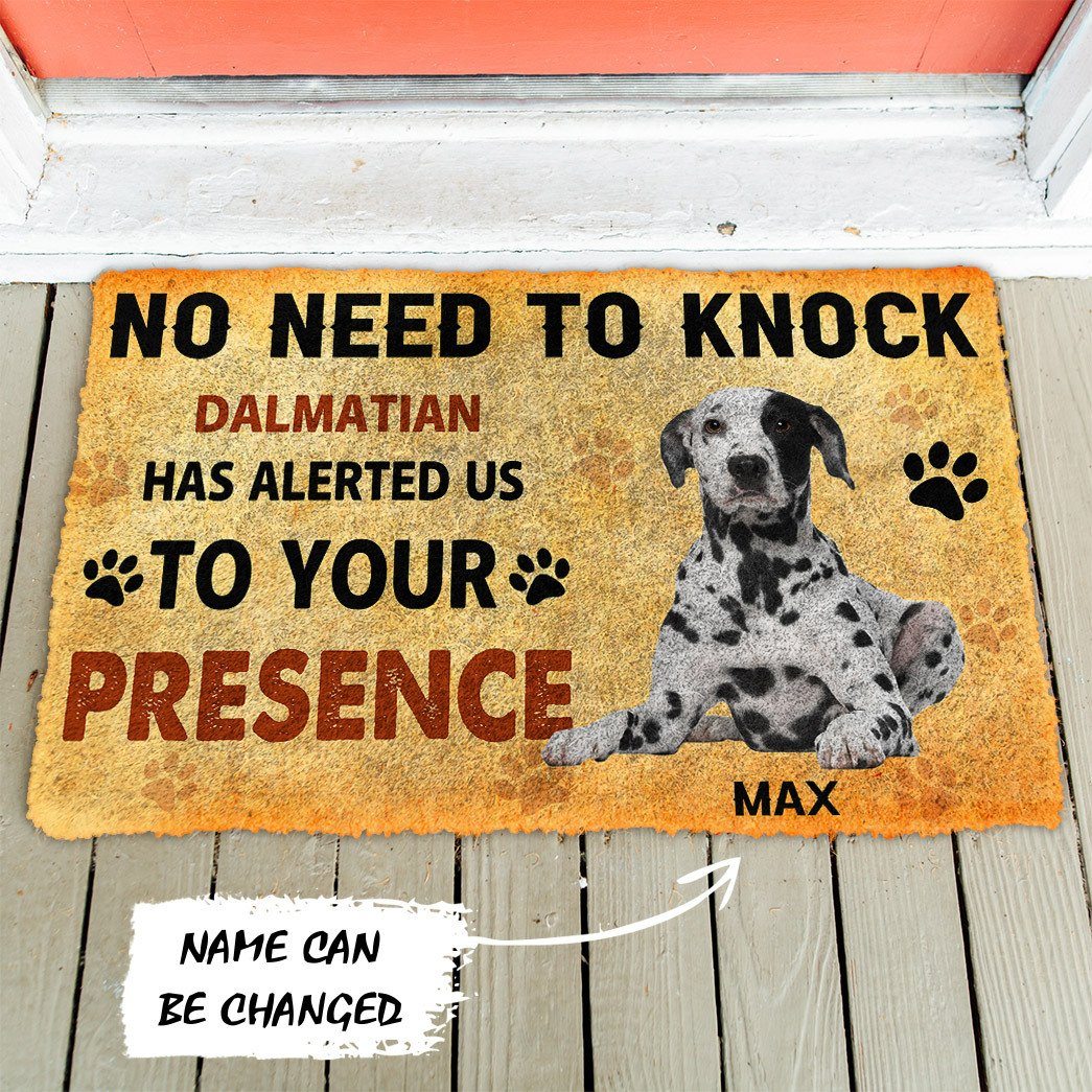 Gearhumans 3D No Need To Knock Dalmatian Dog Custom Name Doormat 4 Gearhuman 3D No Need To Knock Dalmatian Dog Custom Name Doormat GV280110 Doormat