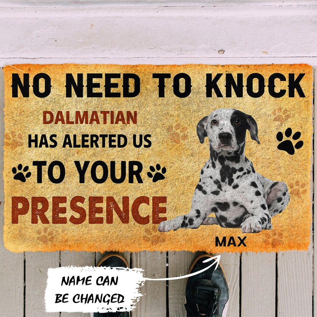 Gearhumans 3D No Need To Knock Dalmatian Dog Custom Name Doormat 5 Gearhuman 3D No Need To Knock Dalmatian Dog Custom Name Doormat GV280110 Doormat