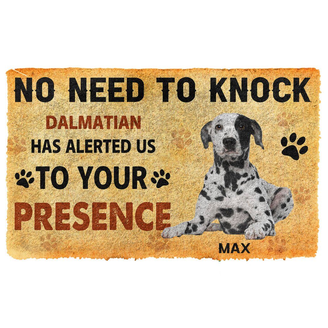 Gearhumans 3D No Need To Knock Dalmatian Dog Custom Name Doormat 2 Gearhuman 3D No Need To Knock Dalmatian Dog Custom Name Doormat GV280110 Doormat Doormat S(15,8''x23,6'')