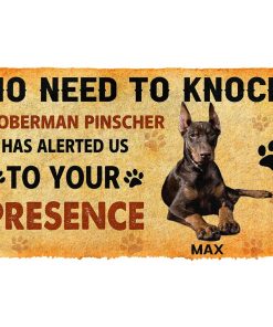Gearhuman 3D No Need To Knock Doberman Pinscher Dog Custom Name Doormat GV26017 Doormat Doormat S(15,8''x23,6'')