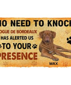 Gearhuman 3D No Need To Knock Dogue de Bordeaux Dog Custom Name Doormat GV280123 Doormat Doormat S(15,8''x23,6'')