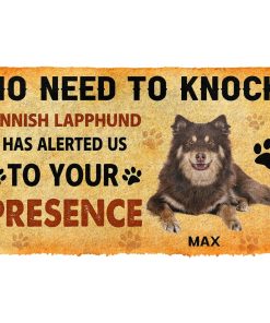 Gearhuman 3D No Need To Knock Finnish Lapphund Dog Custom Name Doormat GV280125 Doormat Doormat S(15,8''x23,6'')