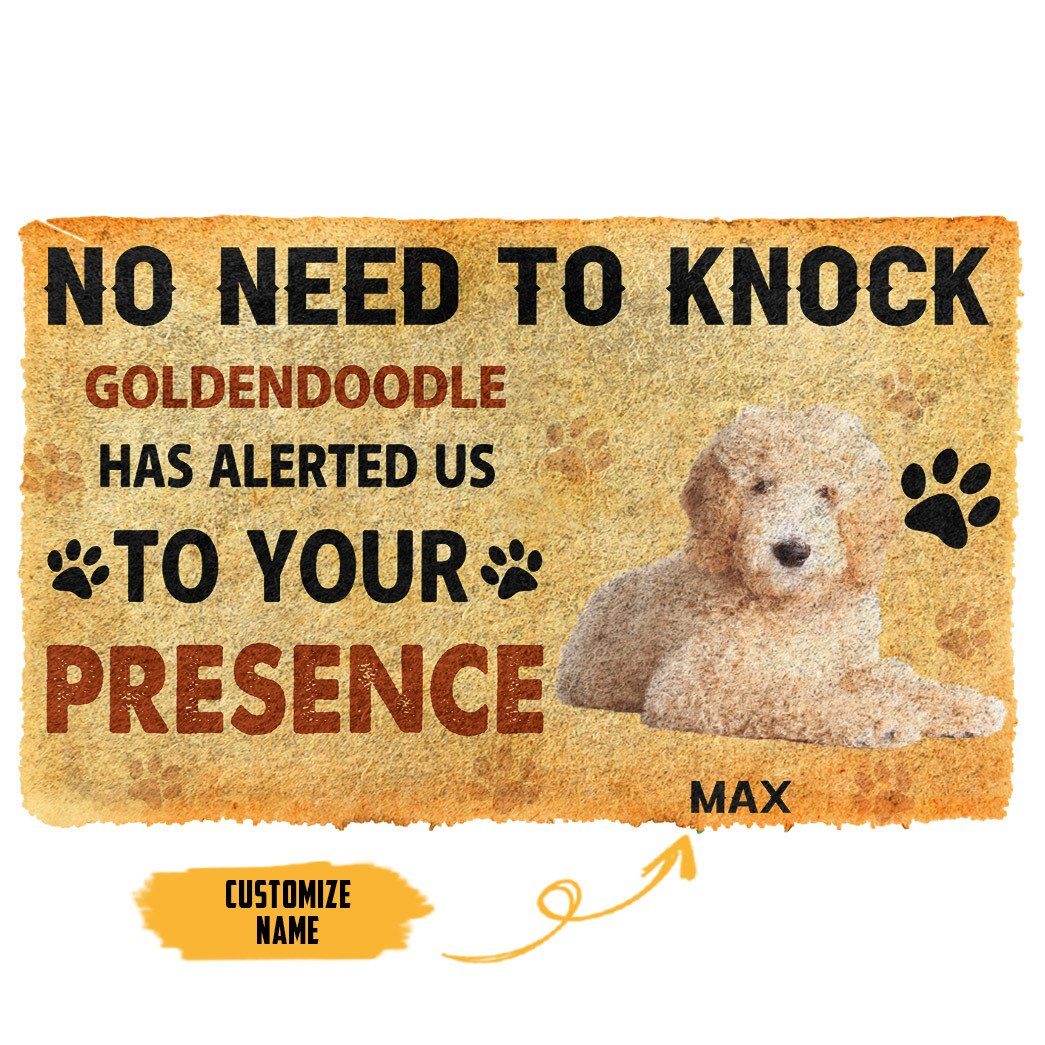 Gearhumans 3D No Need To Knock Goldendoodle Dog Custom Name Doormat 3 Gearhuman 3D No Need To Knock Goldendoodle Dog Custom Name Doormat GV280112 Doormat