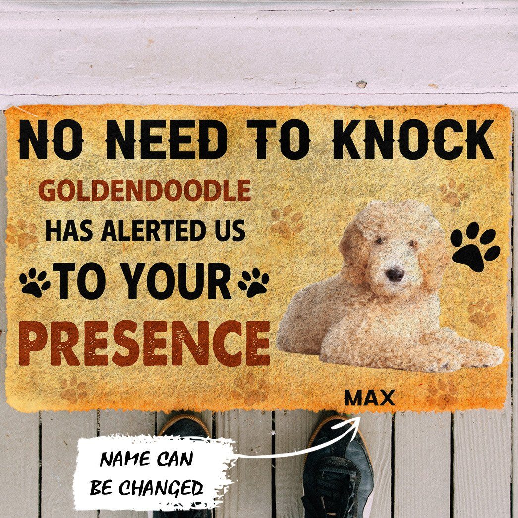 Gearhumans 3D No Need To Knock Goldendoodle Dog Custom Name Doormat 5 Gearhuman 3D No Need To Knock Goldendoodle Dog Custom Name Doormat GV280112 Doormat