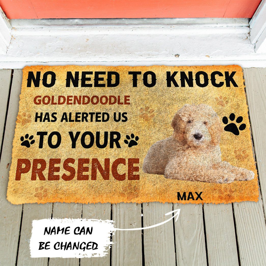 Gearhumans 3D No Need To Knock Goldendoodle Dog Custom Name Doormat 4 Gearhuman 3D No Need To Knock Goldendoodle Dog Custom Name Doormat GV280112 Doormat