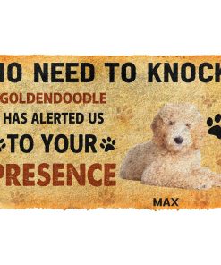 Gearhuman 3D No Need To Knock Goldendoodle Dog Custom Name Doormat GV280112 Doormat Doormat S(15,8''x23,6'')