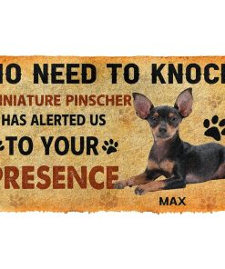 Gearhuman 3D No Need To Knock Miniature Pinscher Dog Custom Name Doormat GV28014 Doormat Doormat S(15,8''x23,6'')