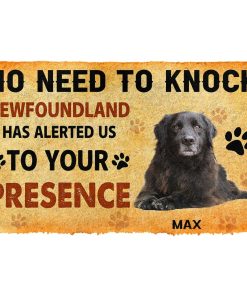 Gearhuman 3D No Need To Knock Newfoundland Dog Custom Name Doormat GV26012 Doormat Doormat S(15,8''x23,6'')
