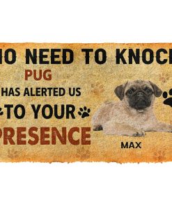 Gearhuman 3D No Need To Knock Pug Dog Custom Name Doormat GV270116 Doormat Doormat S(15,8''x23,6'')