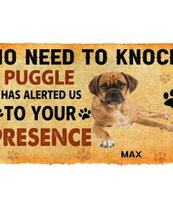 Gearhuman 3D No Need To Knock Puggle Dog Custom Name Doormat GV280122 Doormat Doormat S(15,8''x23,6'')