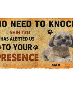 Gearhuman 3D No Need To Knock Shih Tzu Dog Custom Name Doormat GV28018 Doormat Doormat S(15,8''x23,6'')