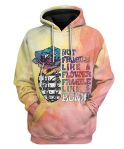 Gearhuman 3D Not Fragile Like A Flower Fragile Like A Bomb Custom Fleece Hoodie Apparel GT03031 3D Custom Fleece Hoodies Hoodie S 