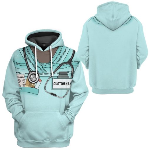 Gearhuman 3D Nurse Blue Uniform Custom Tshirt Hoodie Apparel GB161212 3D Apparel