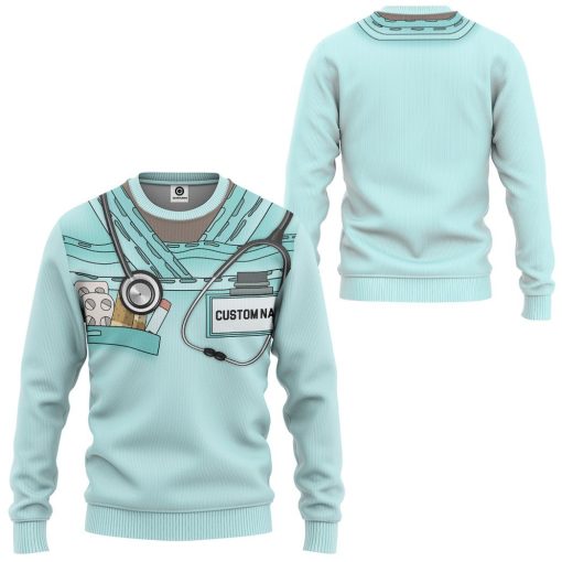 Gearhuman 3D Nurse Blue Uniform Custom Tshirt Hoodie Apparel GB161212 3D Apparel