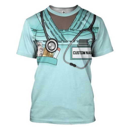Gearhuman 3D Nurse Blue Uniform Custom Tshirt Hoodie Apparel GB161212 3D Apparel T-Shirt S