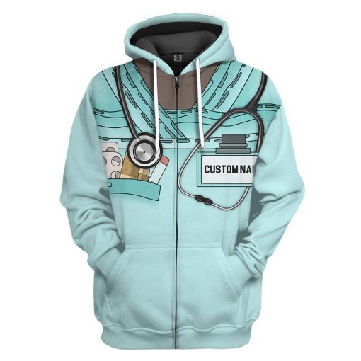 Gearhuman 3D Nurse Blue Uniform Custom Tshirt Hoodie Apparel GB161212 3D Apparel Zip Hoodie S