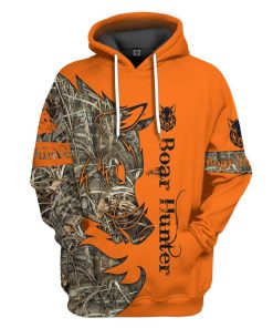 Gearhuman 3D Orange Boar Hunter Custom Tshirt Hoodie Apparel GV09116 3D Apparel Hoodie S 
