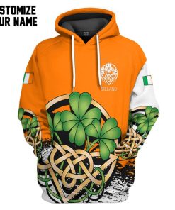 Gearhuman 3D Orange Ireland St Patrick Day Custom Name Tshirt Hoodie Apparel GB190212 3D Apparel Hoodie S