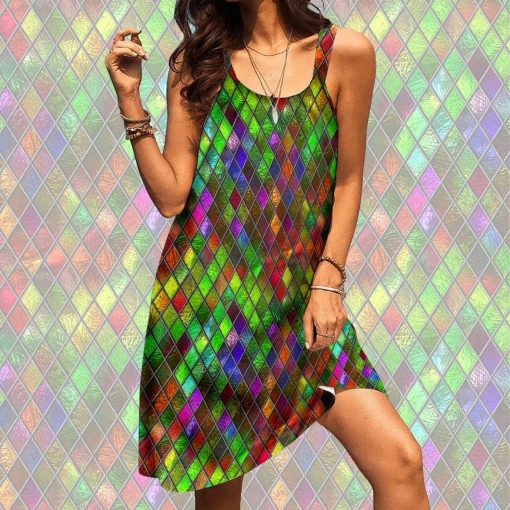 Gearhuman 3D Outstanding Stained Glass Sleeveless Beach Dress ZK2306215 Beach Dress