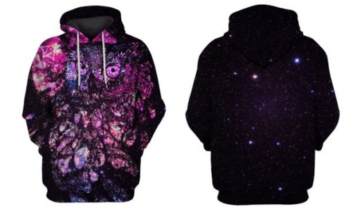 Gearhuman 3d Owl Galaxy Hoodies - T-Shirt Apparel HP101117 3D Custom Fleece Hoodies