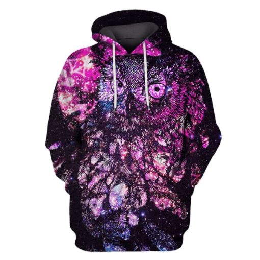 Gearhuman 3d Owl Galaxy Hoodies - T-Shirt Apparel HP101117 3D Custom Fleece Hoodies Hoodie S