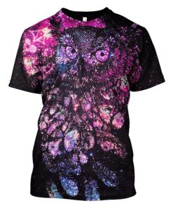 Gearhuman 3d Owl Galaxy Hoodies - T-Shirt Apparel HP101117 3D Custom Fleece Hoodies T-Shirt S