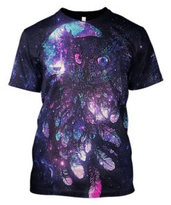 Gearhuman 3d Owl Galaxy Hoodies - T-Shirt Apparel HP101118 3D Custom Fleece Hoodies T-Shirt S