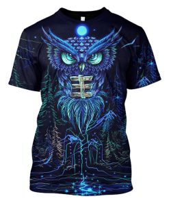 Gearhuman 3d Owl Hoodies T-Shirt Apparel HP101124 3D Custom Fleece Hoodies T-Shirt S