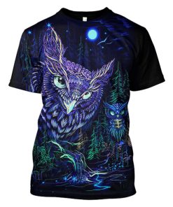 Gearhuman 3d Owl Hoodies T-Shirt Apparel HP101125 3D Custom Fleece Hoodies T-Shirt XXS (US Size) - M (Our Size)