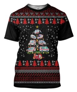 Gearhuman 3D Paramedic Ambulance Xmas Tree Ugly Christmas Sweater Custom Tshirt Apparel GV091011 3D T-shirt T-Shirt S 