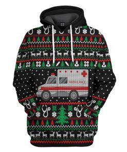 Gearhuman 3D Paramedic Logo Ambulance Ugly Christmas Sweater Custom Hoodie Apparel GV09103 3D Apparel Hoodie S