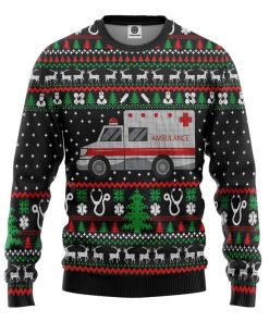 Gearhuman 3D Paramedic Logo Ambulance Ugly Christmas Sweater Custom Sweatshirt Apparel GV09103 Sweatshirt Sweatshirt S 
