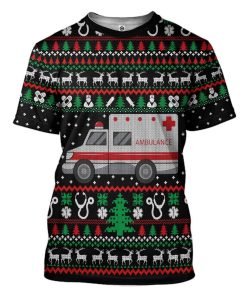 Gearhuman 3D Paramedic Logo Ambulance Ugly Christmas Sweater Custom Tshirt Apparel GV09103 3D Apparel T-Shirt S