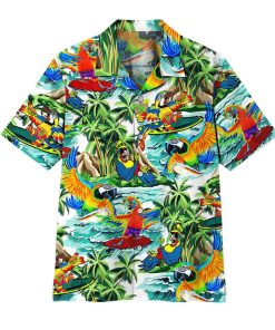 Gearhuman 3D Parrot Surfing Hawaii Shirt ZZ0707211 Short Sleeve Shirt Short Sleeve Shirt S 