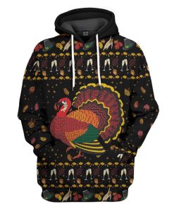 Gearhuman 3D Party Turkey Thanksgiving Ugly Sweater Custom Hoodie Apparel GV07108 3D Apparel Hoodie S 