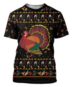 Gearhuman 3D Party Turkey Thanksgiving Ugly Sweater Custom Tshirt Apparel GV07108 3D T-shirt T-Shirt S 