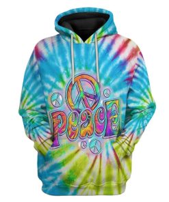 Gearhuman 3D Peace Sign Colour Custom Hoodie Apparel GL22061 3D Custom Fleece Hoodies Hoodie S 