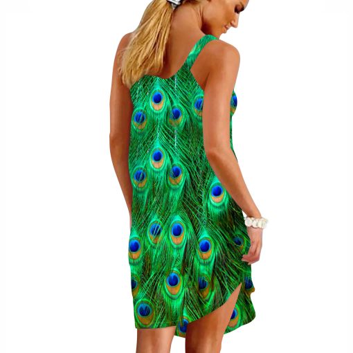 Gearhuman 3D Peacock Sleeveless Beach Dress 2 Gearhuman 3D Peacock Sleeveless Beach Dress ZZ0706212 Beach Dress