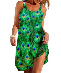 Gearhuman 3D Peacock Sleeveless Beach Dress ZZ0706212 Beach Dress Beach Dress S 