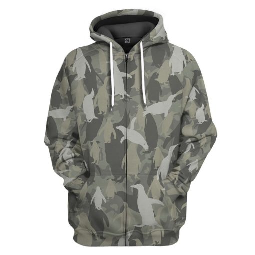 Gearhuman 3D Penguins Camo Custom Tshirt Hoodie Apparel GV081211 3D Apparel Zip Hoodie S