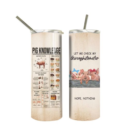 Gearhuman 3D Pig Knowledge Giveashitometer Custom Tumbler GB01027 Tumbler Long 20oz
