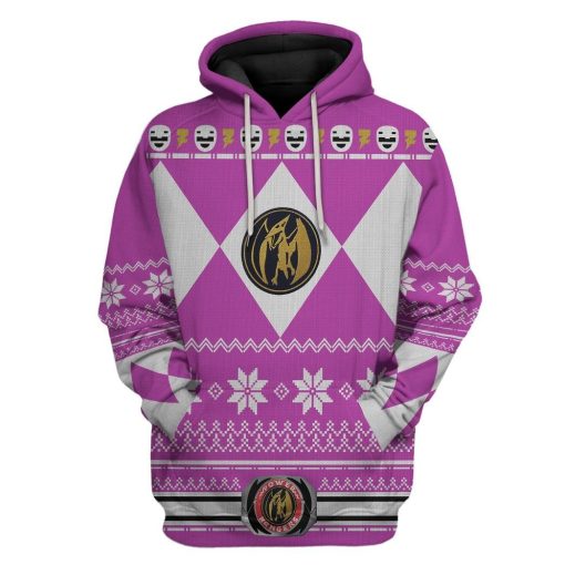 Gearhuman 3D Pink Power Ranger Custom Tshirt Hoodie Apparel CW29103 3D Apparel Hoodie S