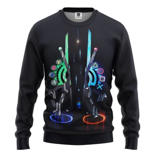 Gearhuman 3D Playstation vs Xbox Custom Tshirt Hoodie Apparel CU08121 3D Apparel Long Sleeve S