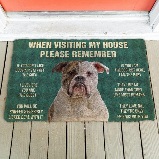 GearHuman 3D Please Remember American Bulldog Dog's House Rules Custom Doormat GR220164 Doormat