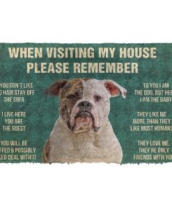 GearHuman 3D Please Remember American Bulldog Dog's House Rules Custom Doormat GR220164 Doormat Doormat S(15,8''x23,6'')